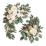 Maxbell 2 Pieces Artificial Wreath Home Decor Front Door Ornament Flower Swag Window Style A