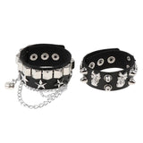 Max Layered Gothic Skull Punk Bracelet Rivet Leather Cuff Bangle Wristband Black