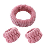Maxbell Face Wash Headband and Wristband Set Washing Face Microfiber Makeup Headband Dark Pink