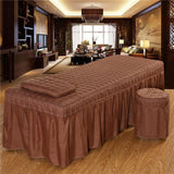 Maxbell SPA Massage Table Linen Set Bed Skirt Pillow Case Stool Cover Coffee-S