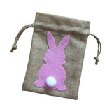 Maxbell Easter Bunny Decor Drawstring Burlap Bag 14x10cm Party Favors Reusable Pink