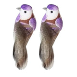Max 2pcs Colours Artificial Feathered Foam Birds Garden Home Decoration Purple
