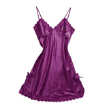 Max Womens Sexy Lingerie Sleepwear Satin Bowknot Lace Babydoll Cami Dress  M