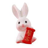 Maxbell Chinese New Year Rabbit Statue Small Bunny Figurine for Table Decoration Rich 2.1cmx4.1cm