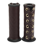 Max 22mm 7/8" Leather Motorcycle Hand Grip Throttle Covers Wraps Brown