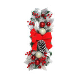 Maxbell Christmas Stair Swag Red Bow Berries Balls Garland for Door Decor Ornaments