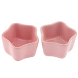 Maxbell 1 Pair Small Ceramic Bowl Pet Hamster Rabbit Feeding Bowl Pink_Star