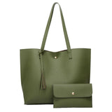 Maxbell Fashion Women Leather Tote Purse Set Shoulder Bag Large Capacity Womens Bags Green