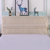 Max 1xLuxury Silk Bed Headboard Cover Protector Bed Decor Beige 200cm