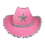 Maxbell Novelty Cowboy hat Hats Sequin Star Western Ladies Holiday Pink