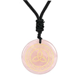 Maxbell Round Shape Triquetra Necklace with Rope Chain Rune Necklace for Women Girls Pink