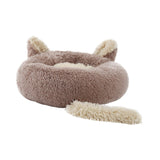 Maxbell Round Pet Blanket Dog Bed Soft Cats Warm House for Kitty Small Medium Dog Brown 80cm