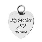 Maxbell Stainless Steel Cremation My Friend Heart Urn Pendant Keepsake My Mother