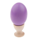 Maxbell Wooden Easter Simulated Egg w/ Stand Home Decor Kids Pretend Play Toy Gift Purple