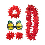 Maxbell Hawaiian Necklace Costume Set Beach Womens Fancy Dress Dress Decor Headband Red