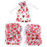 Max 100pcs Organza Love Heart Drawstring Gift Pouch Candy Bag Wedding Favor