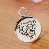 Maxbell Stainless Steel Round Memorial Keepsake Always in My Heart Pendant Dad