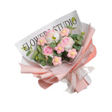 Maxbell Completed Crochet Flower Bouquet Artificial Flowers for Anniversary Birthday Light Pink