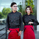 Maxbell Piping Chef Jacket Coat Uniform Long Sleeve Hotel Kitchen Apparel XL Black