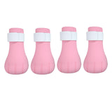 Maxbell 4 Pieces Cat Claw Covers Silicone Adjustable Cat Boots for Bathing Grooming Pink