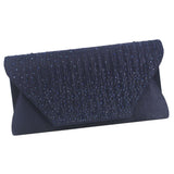 Maxbell Women's Evening Handbag Rhinestone Satin Evening Handbag Clutch Dark Blue