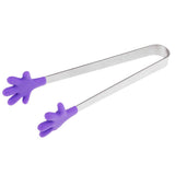 Max Silicone Food Clip Small Palm Stainless Steel Tongs Ice Non-Slip Clip Purple