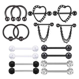 Maxbell Maxbell 8 Pairs Pierced Body Jewelry Barbell Pierced Bar Stainless Steel for Women