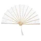 Maxbell Handheld Lace Fan Wedding Bride Fan for Stage Dancing Women Gifts White