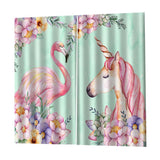 Max Flamingos and Unicorns Bedroom Window Drape 2 Panel Set 140x100cm(55x40inch)