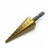 Maxbell Titanium HSS 9-Step Cone Drill 4-20MM Hex Shank 1/4 Hole Cutter Drilling Tool