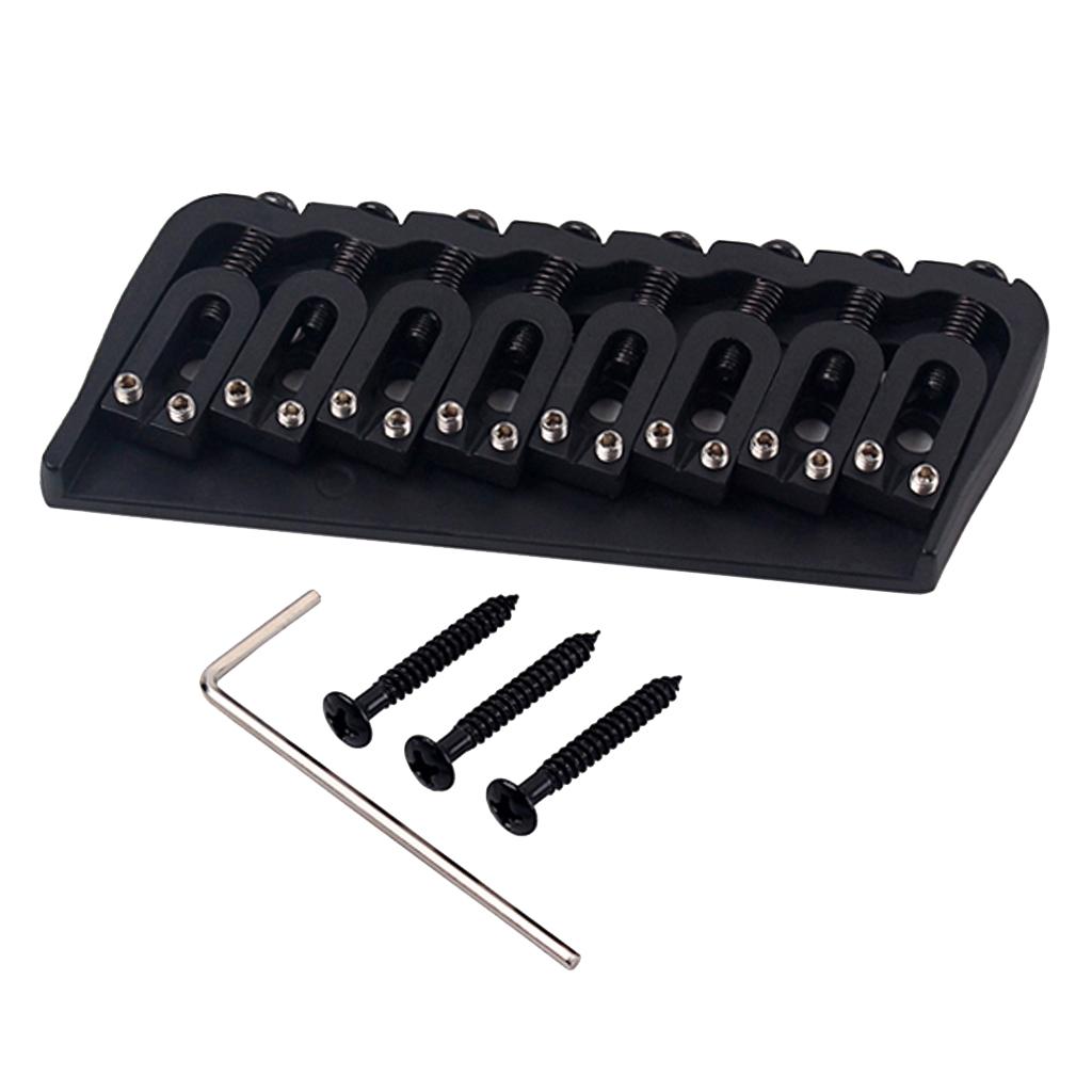 Maxbell 8 String Fixed Hard Tail Guitar Bridge Tailpiece for Electric Guitar Black