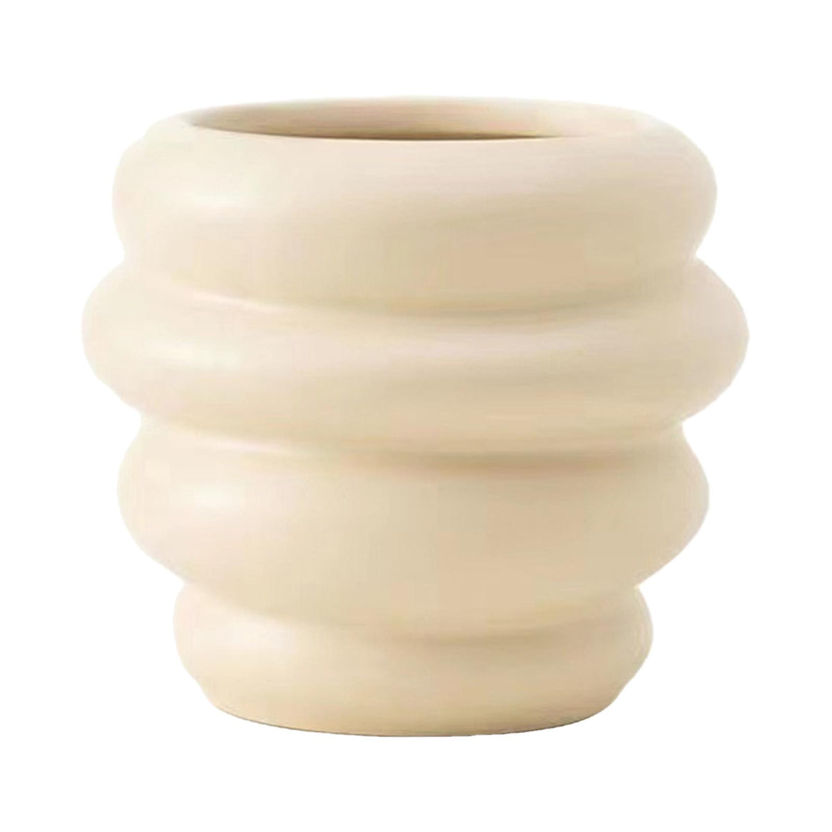 Maxbell Makeup Brush Holder Decors Planter Table Centerpieces Ceramic Flower Vase Beige 11.5x10cm