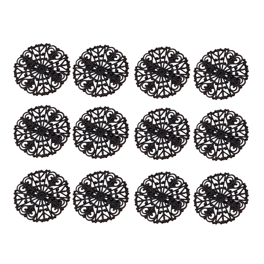 Maxbell 12Pcs Hollowed-out Flower Brooch Pin Lady Breastpin Retro Lapel Red Bronze