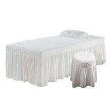 Max Beauty Massage Bedding Kit Table Skirt Pillow Case Stool Cover White