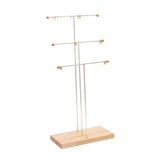 Maxbell 3 Layer Display Stand Rack for Jewelry Earring Necklace Storage wood color