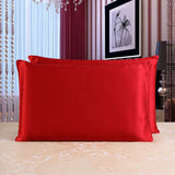 Max Mulberry Silk Pillowcase Both Sides Pillow Case Cover Queen Size Zipper Red