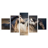 Max Modern 5 Panels Paintings on Canvas Wall Art Landscape Brown Horse