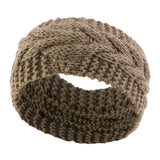Maxbell Elastic Knitting Headband Headwear Thick Hair Bands for Girls Women Workout Brown