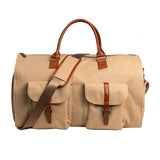Maxbell Travel Duffle Bag Handbag PU Leather Portable Adjustable Strap Weekender Bag Light Brown