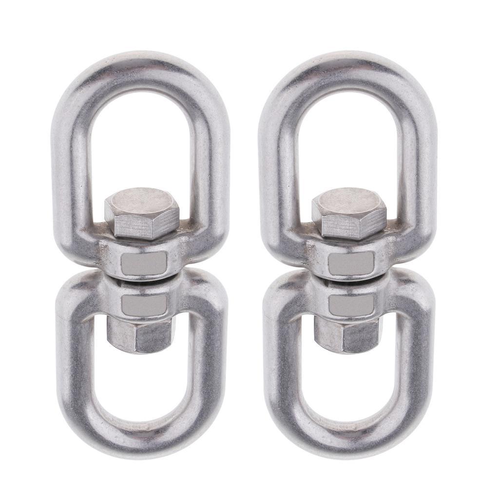 Max 2Pcs Stainless Swivel Ring Sturdy Durable Double Ended Swivel Eye for Swings