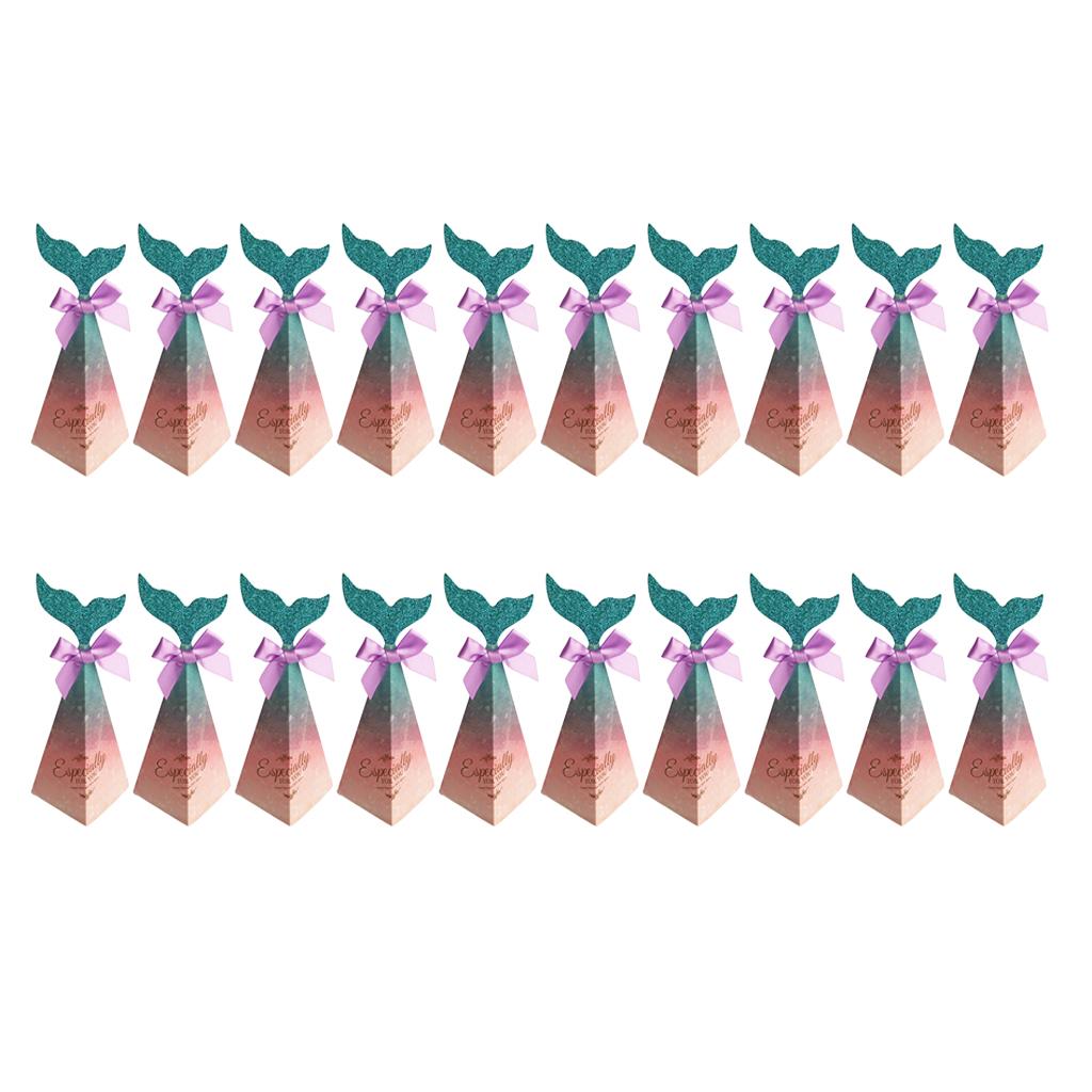 Max 20pcs Creative Triangle Cone Mermaid Candy Boxes Party Favor Ombre Pink