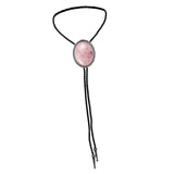 Maxbell Bolo Tie Necktie Necklace PU Leather Rodeo for Party Birthday Men Women Pink