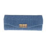 Maxbell Denim Lip Gloss Holder Lipstick Storage Case Container with Mirror for Purse Sky Blue