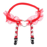 Max Womens Heart Decor Sexy Garters Adjustable Leg Strap Garters Suspenders Red