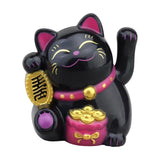 Maxbell Lovely Cat with Waving Arm Animal Figures for Living Room Table Decoration Black