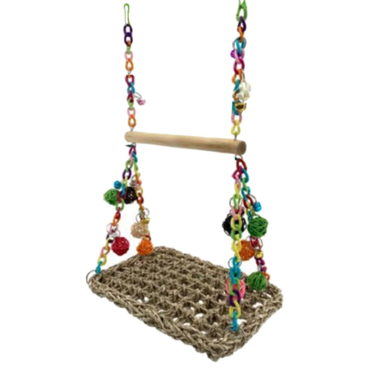 Maxbell Bird Wooden Perch Stand Swing Parrot Pet Budgie Cage Hanging Toy