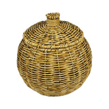 Maxbell Emulating Rattan Round Storage Basket with Lid Durable for Food Snack