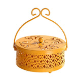 Maxbell Portable Hollow Burner Holder with Handle and Lid for Garden Home Accessory Yellow