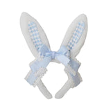 Maxbell Plush Bunny Ears Headband with Bowknot for Halloween Party Adults Blue