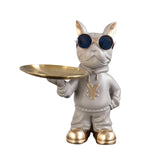 Maxbell Resin Dog Desk Storage Tray Statue Decorative Modern for Cafe Entryway Decor Beige